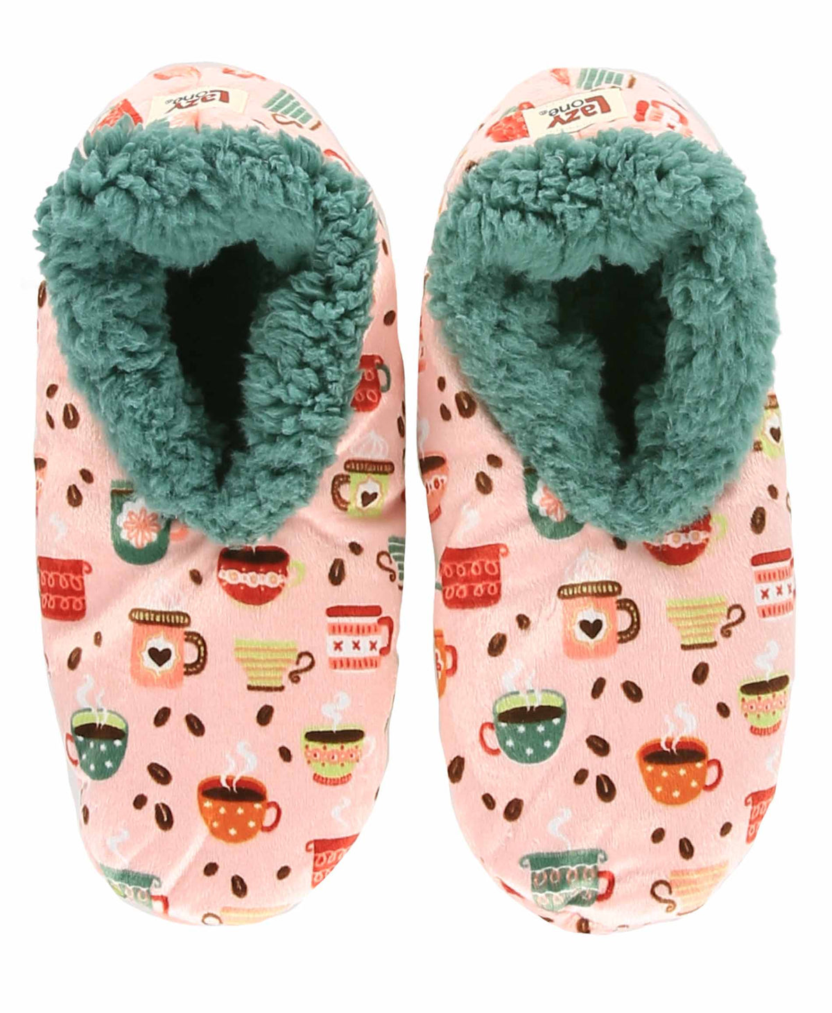 Plush Slipper Socks, Soft Slippers, Non-skid - Coffee Club: L/XL
