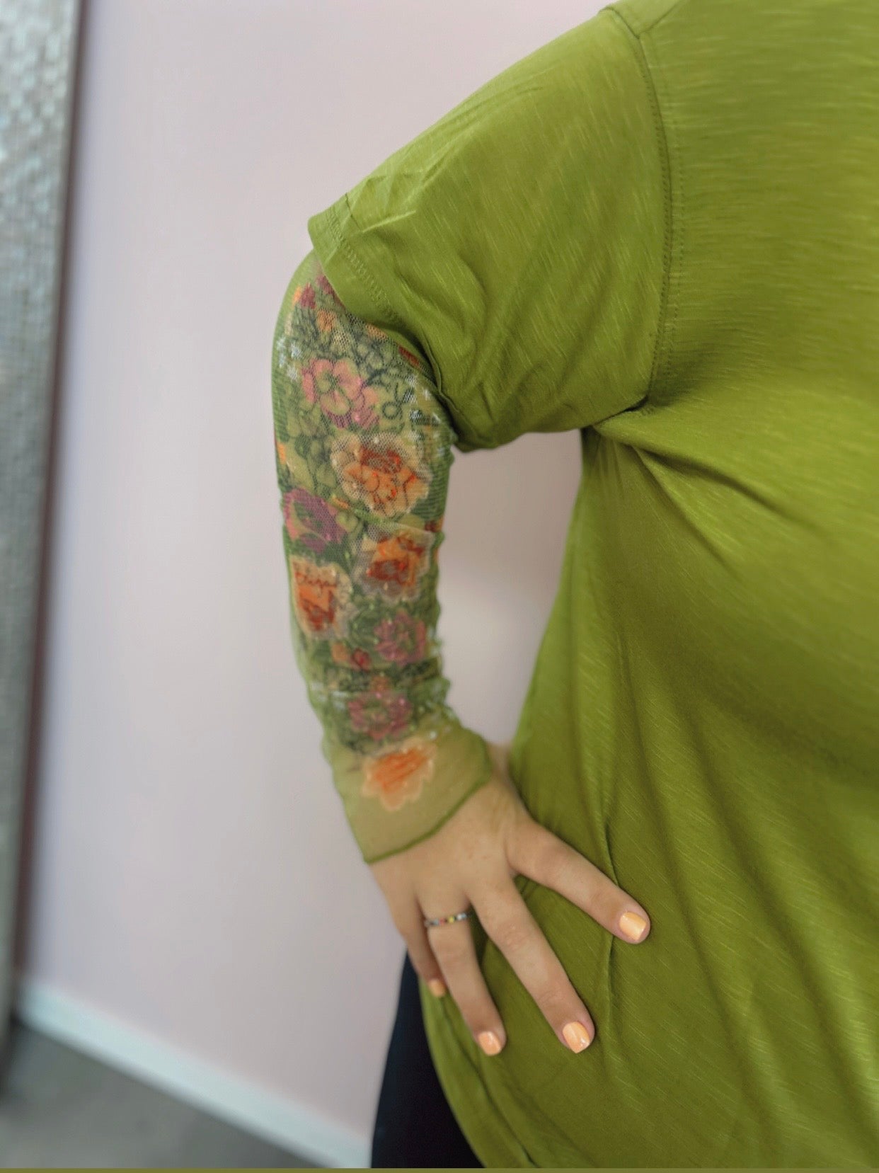 Floral Long Sleeve Patchwork Tee