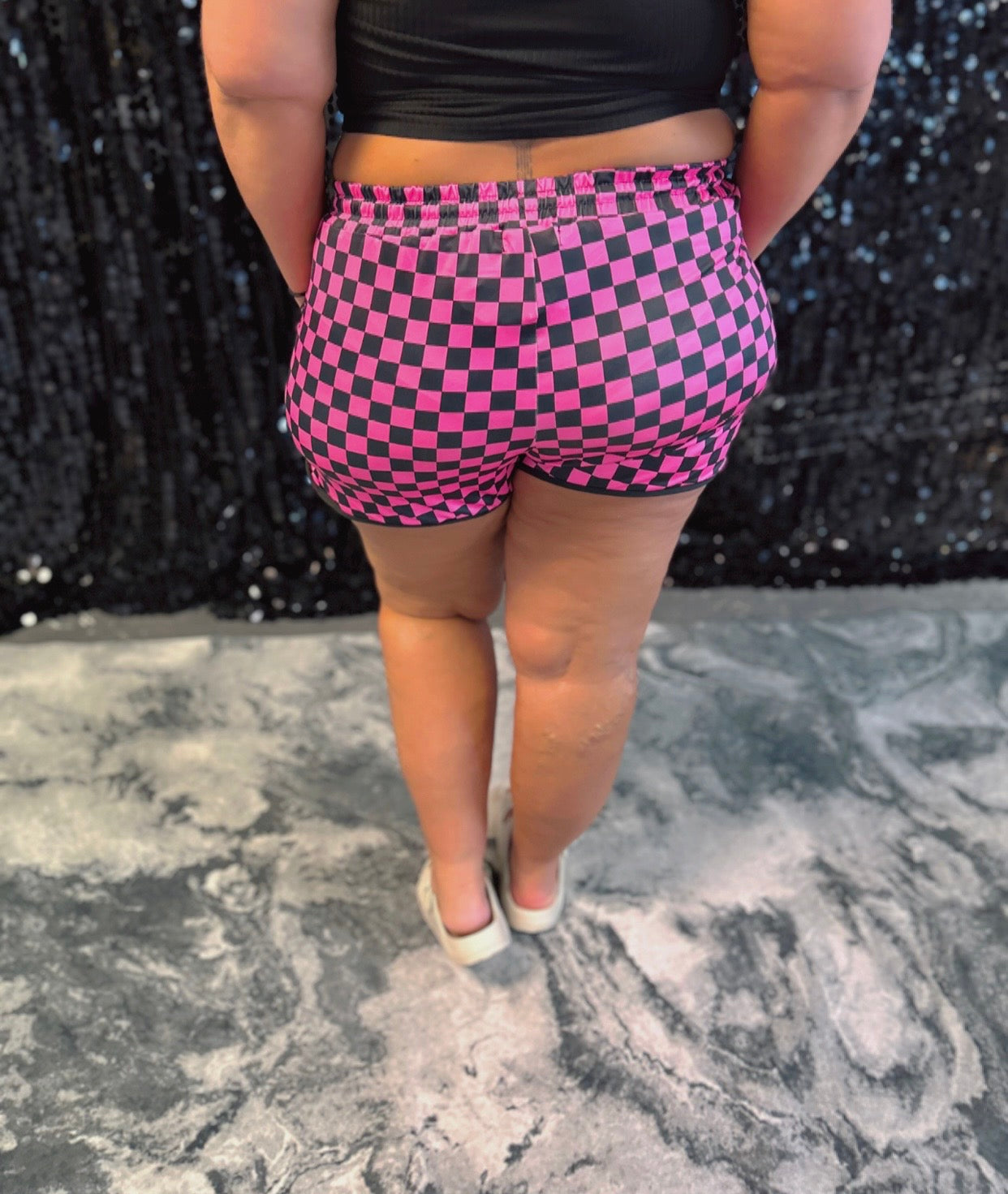 Pink & Black Checkered Short