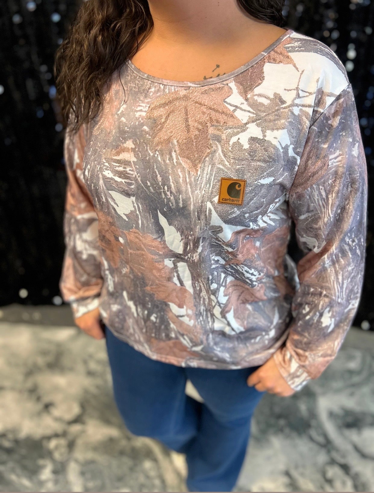 Camo Off The Shoulder Long Sleeve