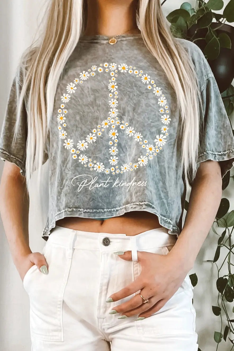 Plant Kindness - Mineral Wash Crop Tee