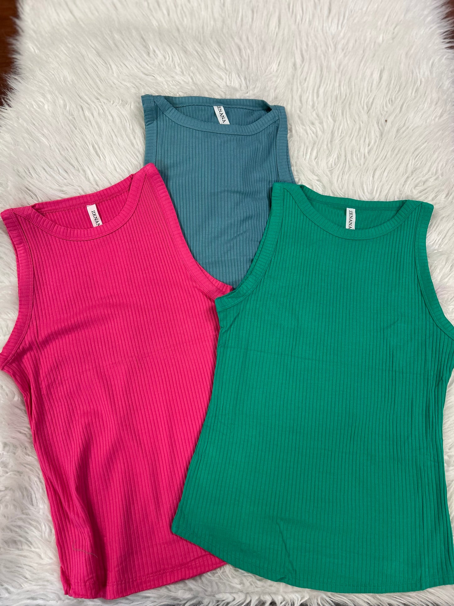 Ribbed High Neck Tank