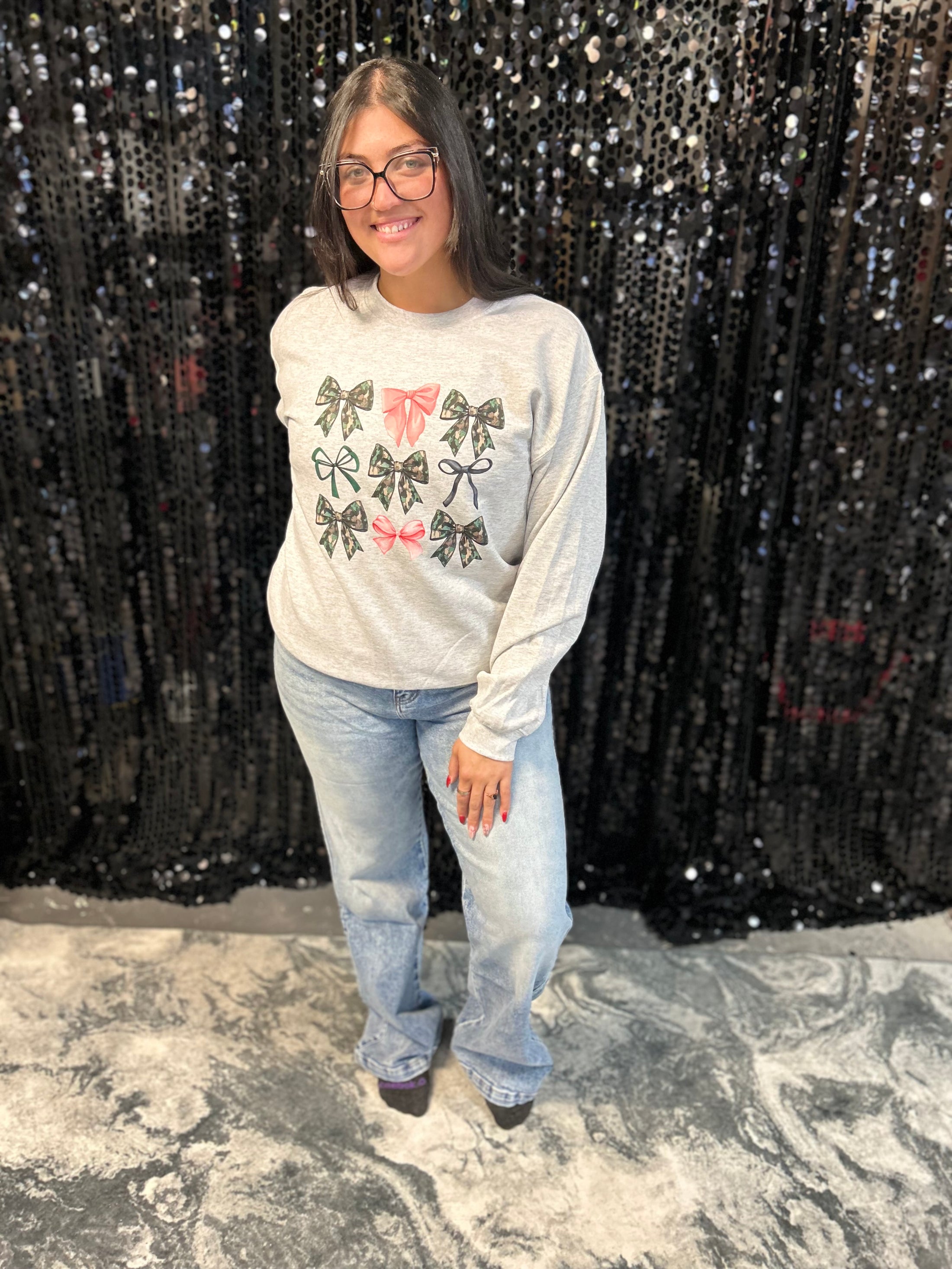 Camo Pink Bow Sweatshirt