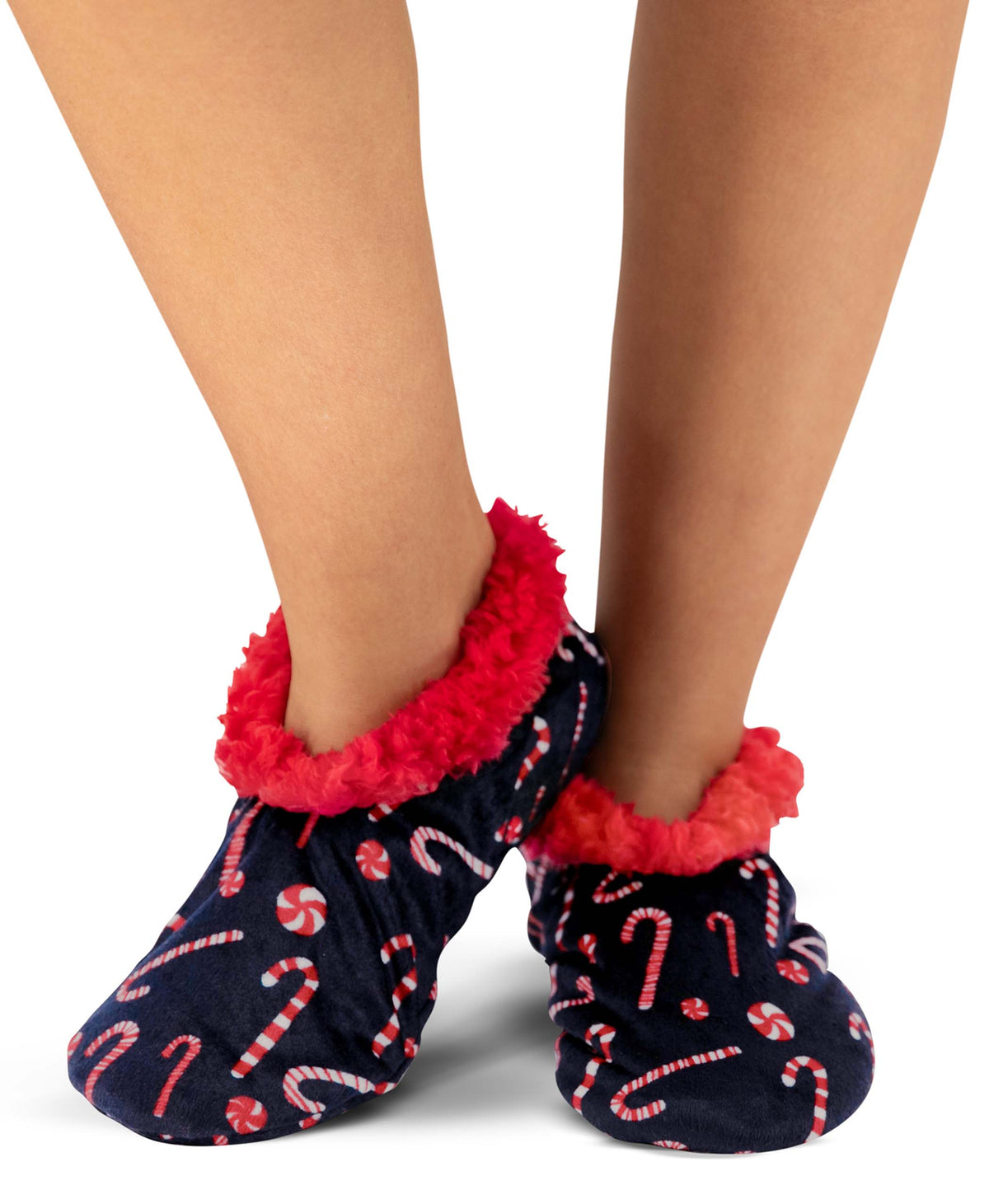 Plush Slipper Socks, Soft Slippers, Non-skid Candy Cane: S/M