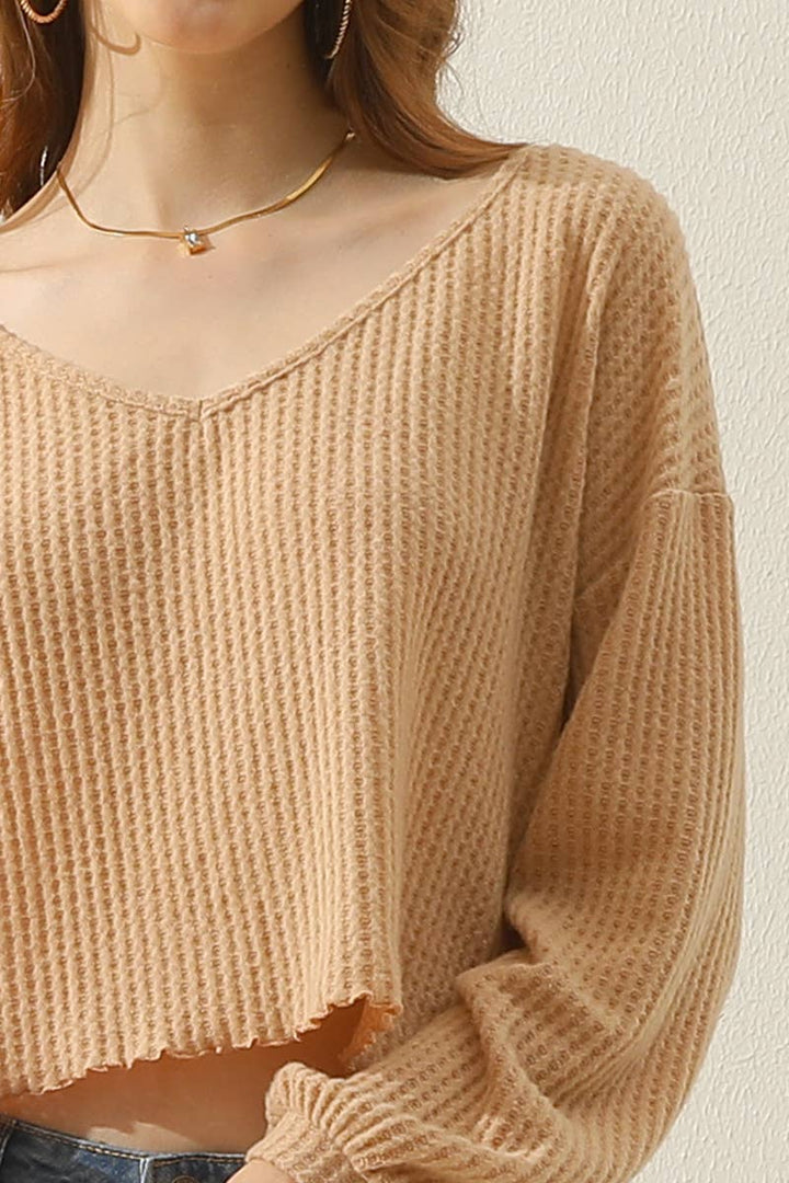 V Neck Crop Longsleeve