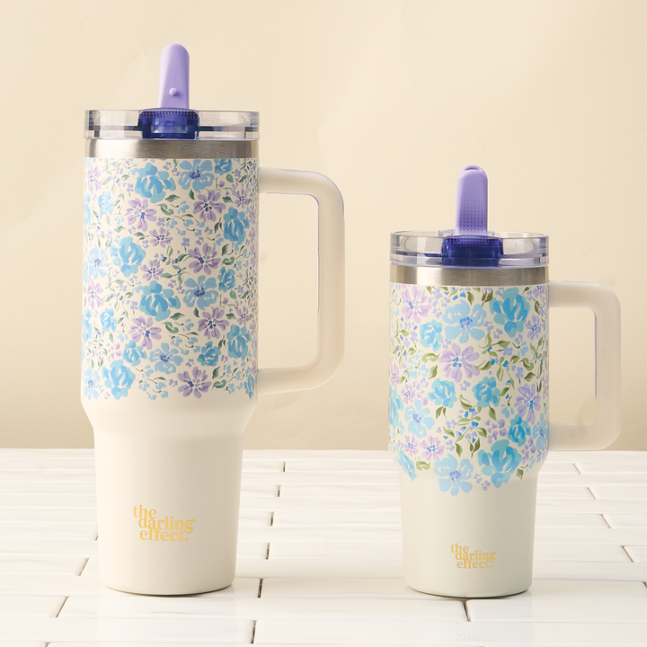 20 oz Flip Straw Tumbler-Secret Garden Blue