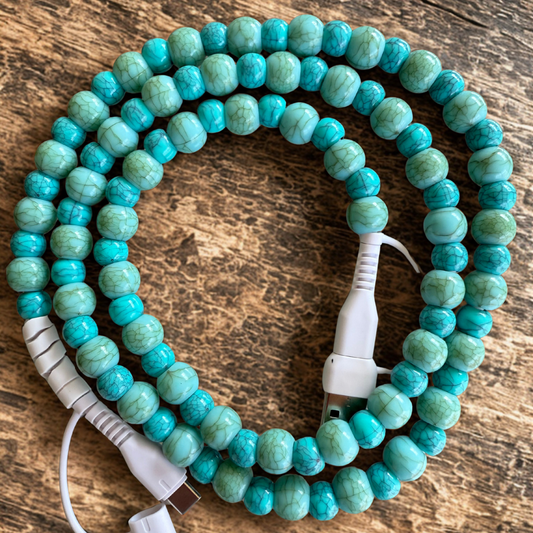 Turquoise Beaded Charging Cable