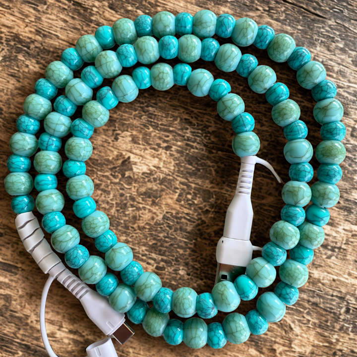 Turquoise Beaded Charging Cable