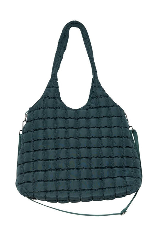 Forest Green Quilted Puffer Tote