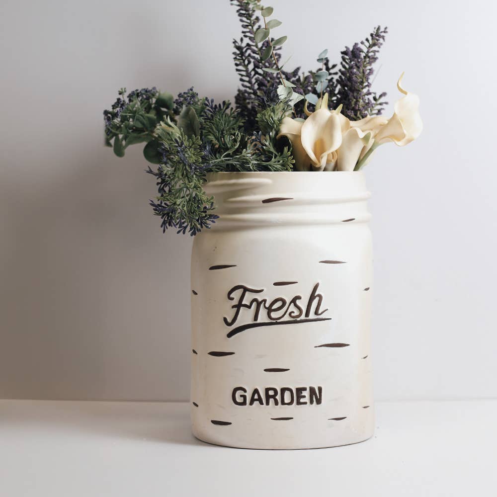 White Mason Jar Planter