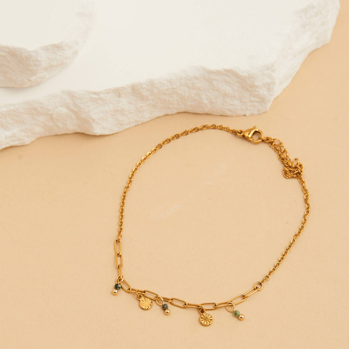 Waterproof Beaded Gold Anklet