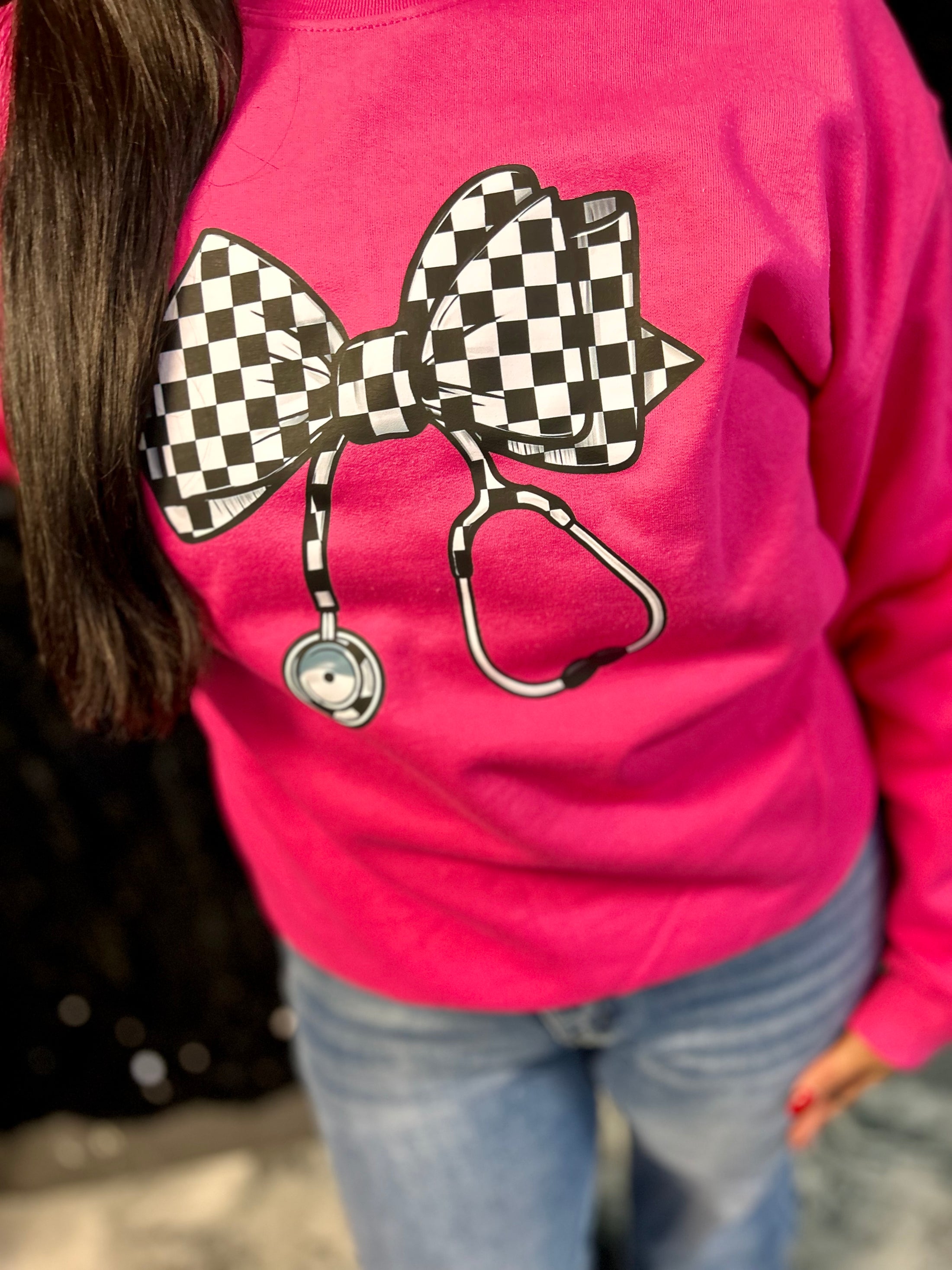 Checkered Nurse Stethoscope Sweatshirt