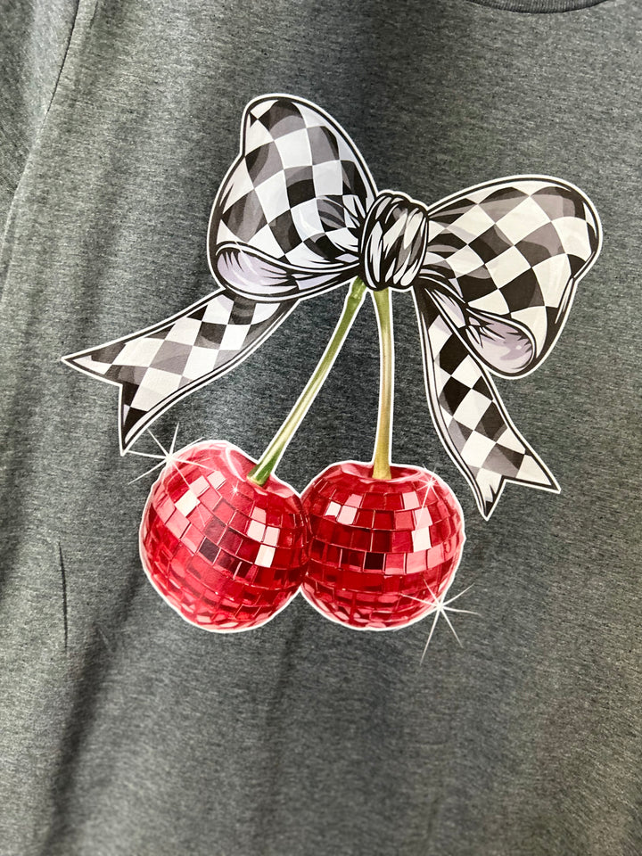 Checkered Cherry Bow Tee