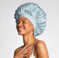 Load image into Gallery viewer, Adjustable Oversized Satin Bonnet- Haze Blue

