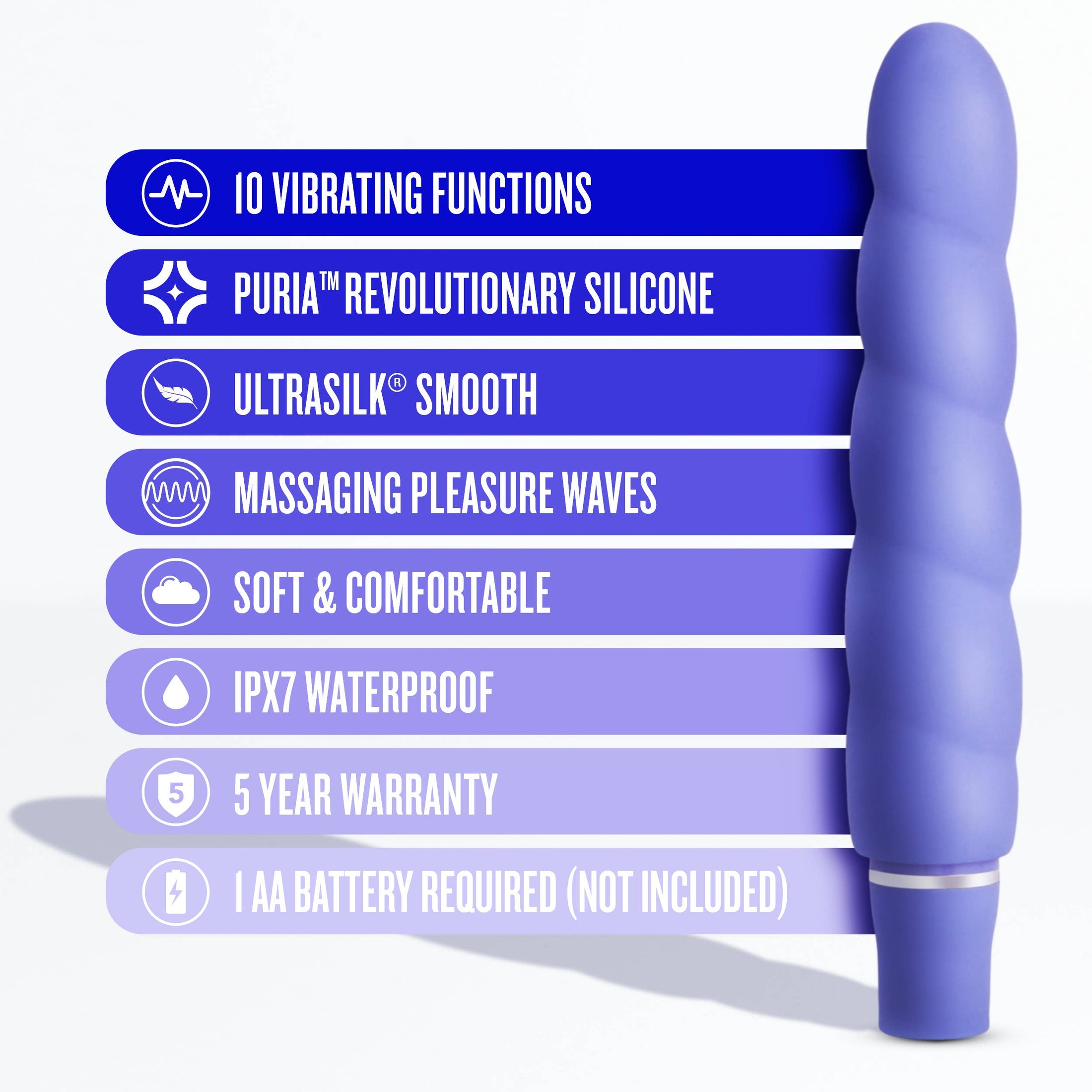 Luxe - Anastasia - 10 Functions Spiral Silicone Vibrator: Periwinkle