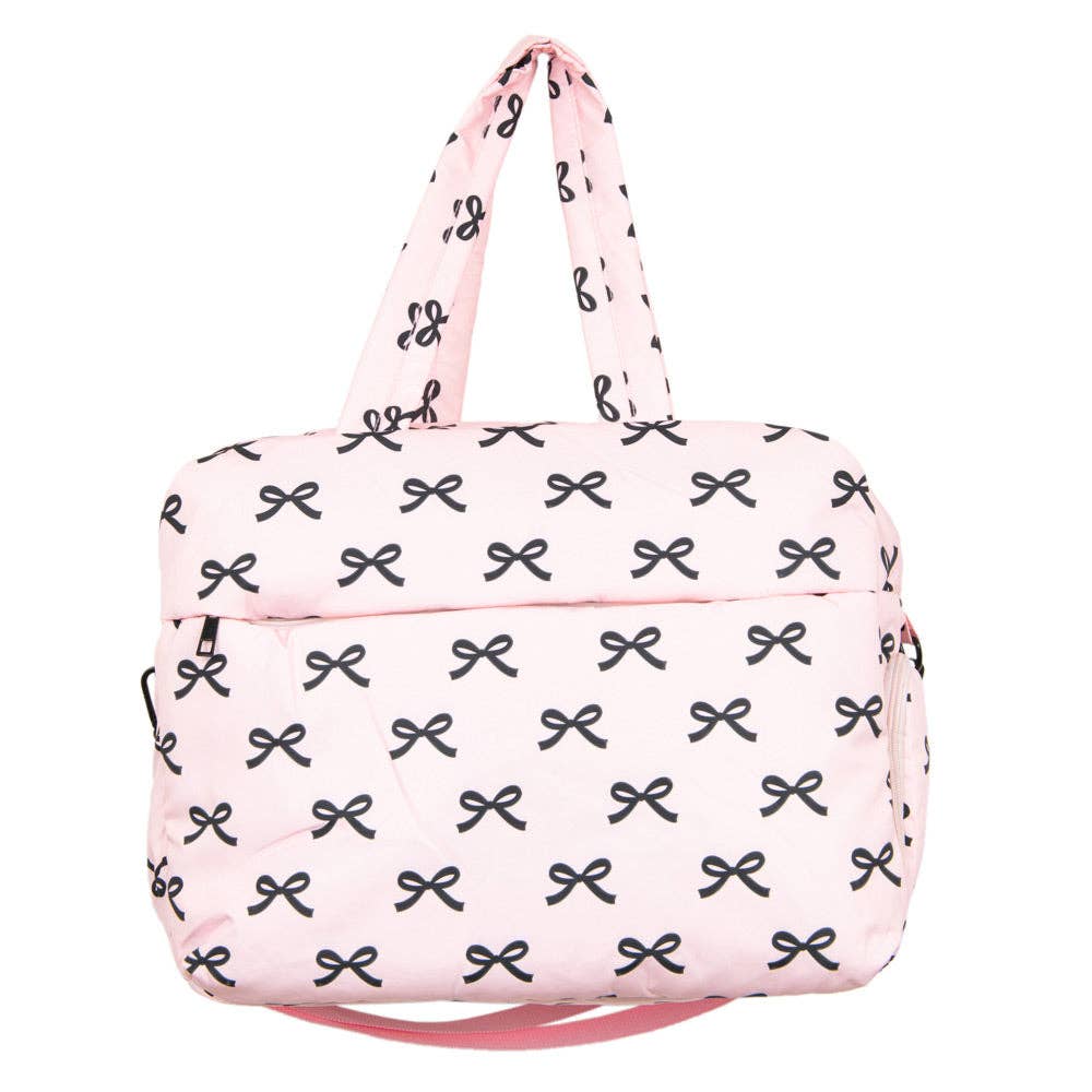 Black & Pink Mini Bows Duffel Weekender