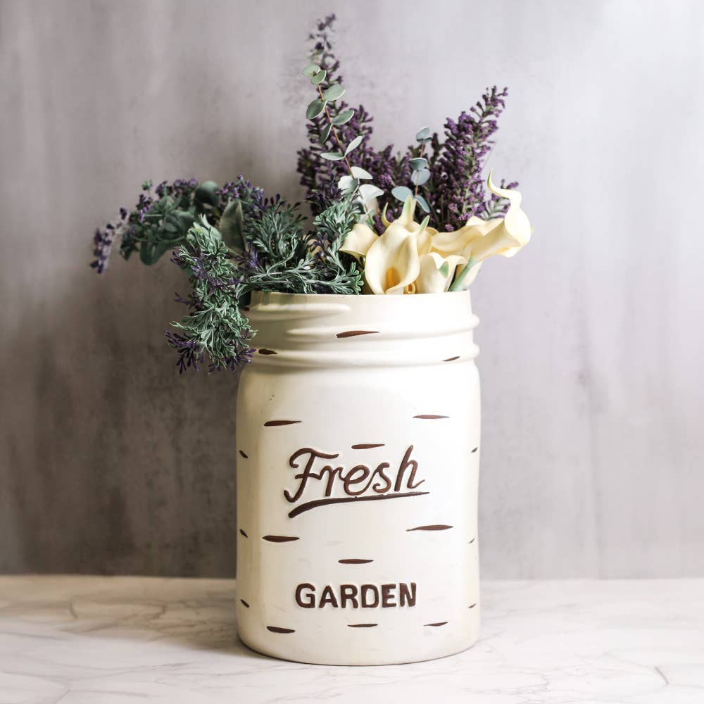 White Mason Jar Planter
