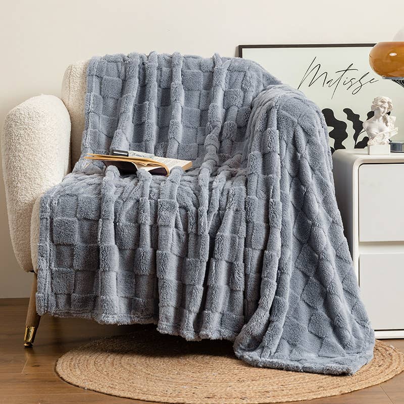 Dark Grey Checkerboard XL Throw