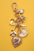 Load image into Gallery viewer, LACE HEART FLORAL BAG CHARM - Gold
