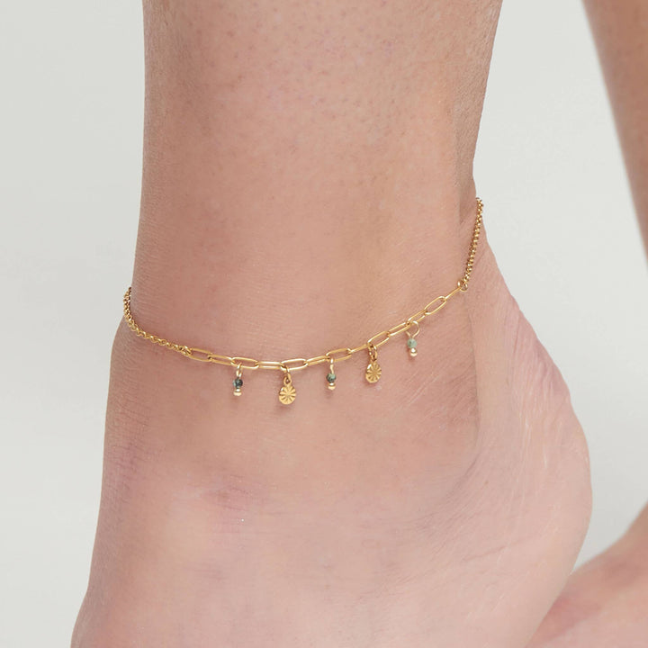 Waterproof Beaded Gold Anklet