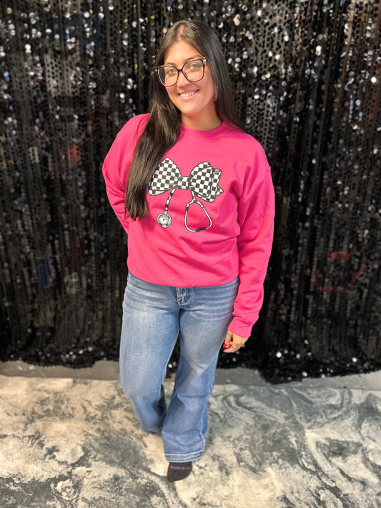 Checkered Nurse Stethoscope Sweatshirt