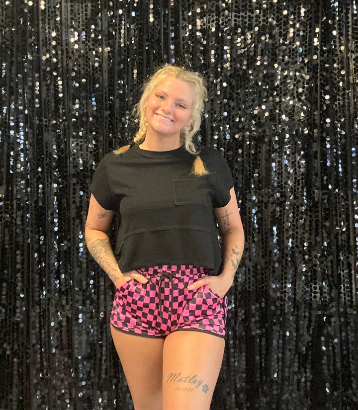 Pink Check Shorts