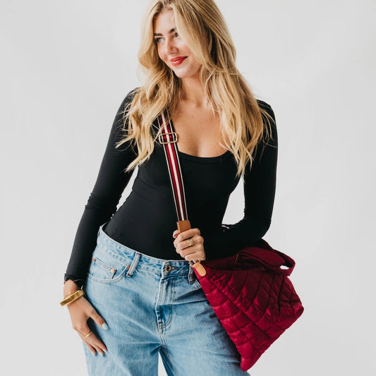 Day Dreamer Quilted Tote Bag Maroon