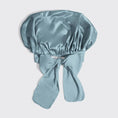 Load image into Gallery viewer, Adjustable Oversized Satin Bonnet- Haze Blue
