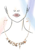 Load image into Gallery viewer, CHARM NECKLACE-BOW CHECKER HEART FLORAL - GOLD
