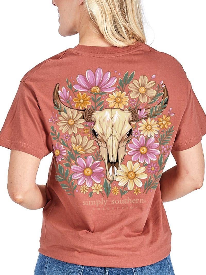 SS Floral Bull Skull Tee