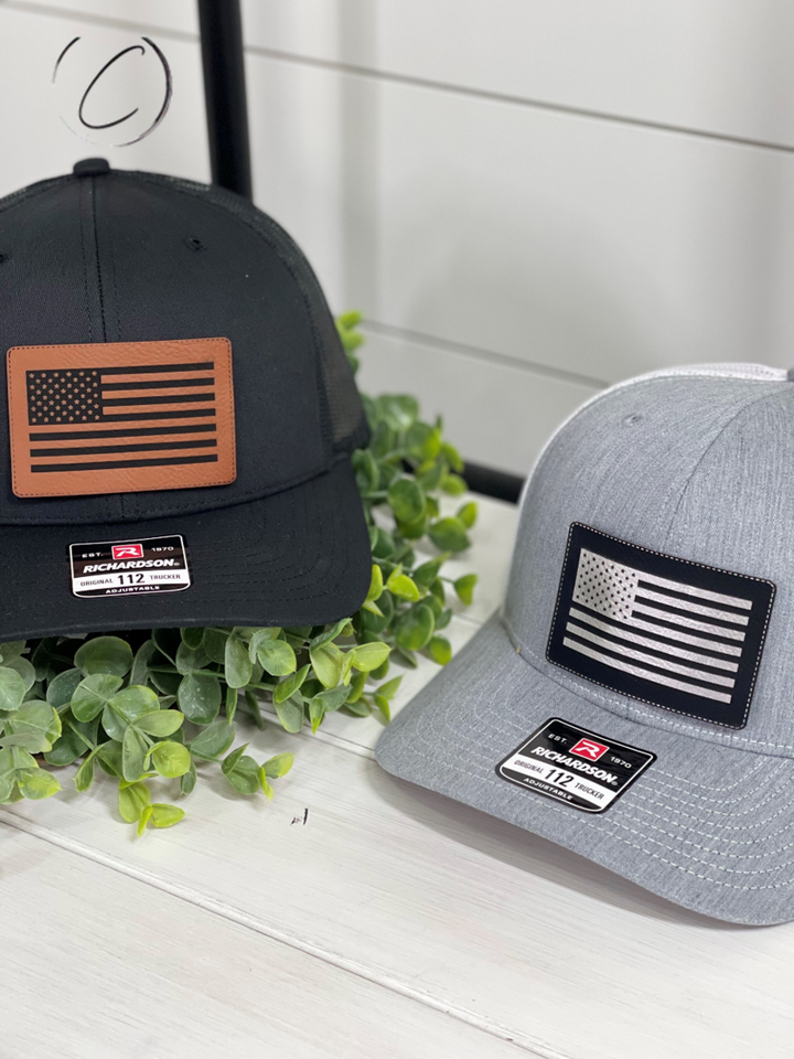 Adult American Flag Patch Snapback - Black