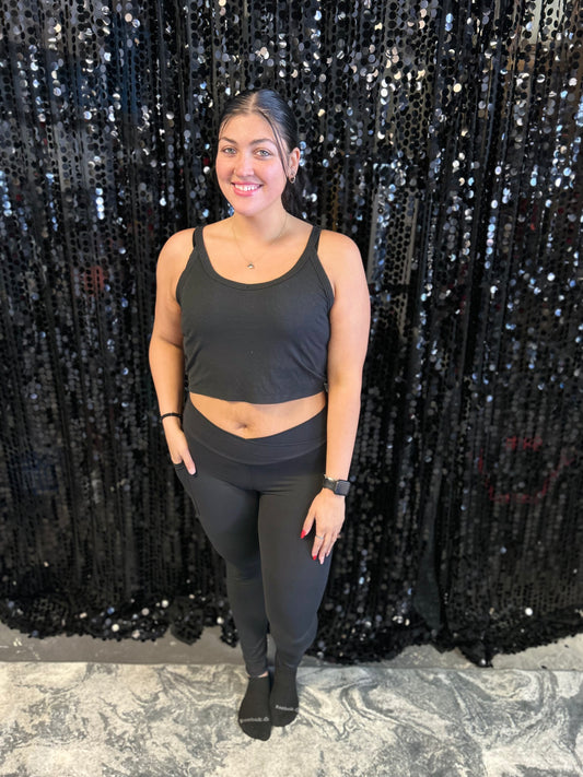 Black Crossover Leggings With Pockets