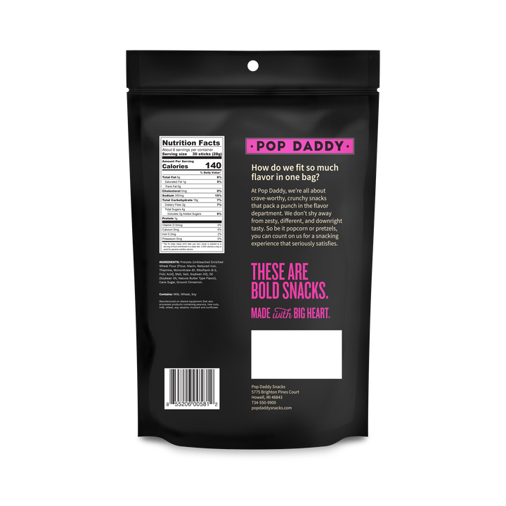 Pop Daddy – Cinnamon Sugar Seasoned Pretzels 7.5oz