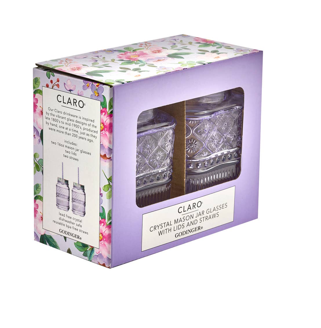 Claro Mason Jars 16 oz Set of 2