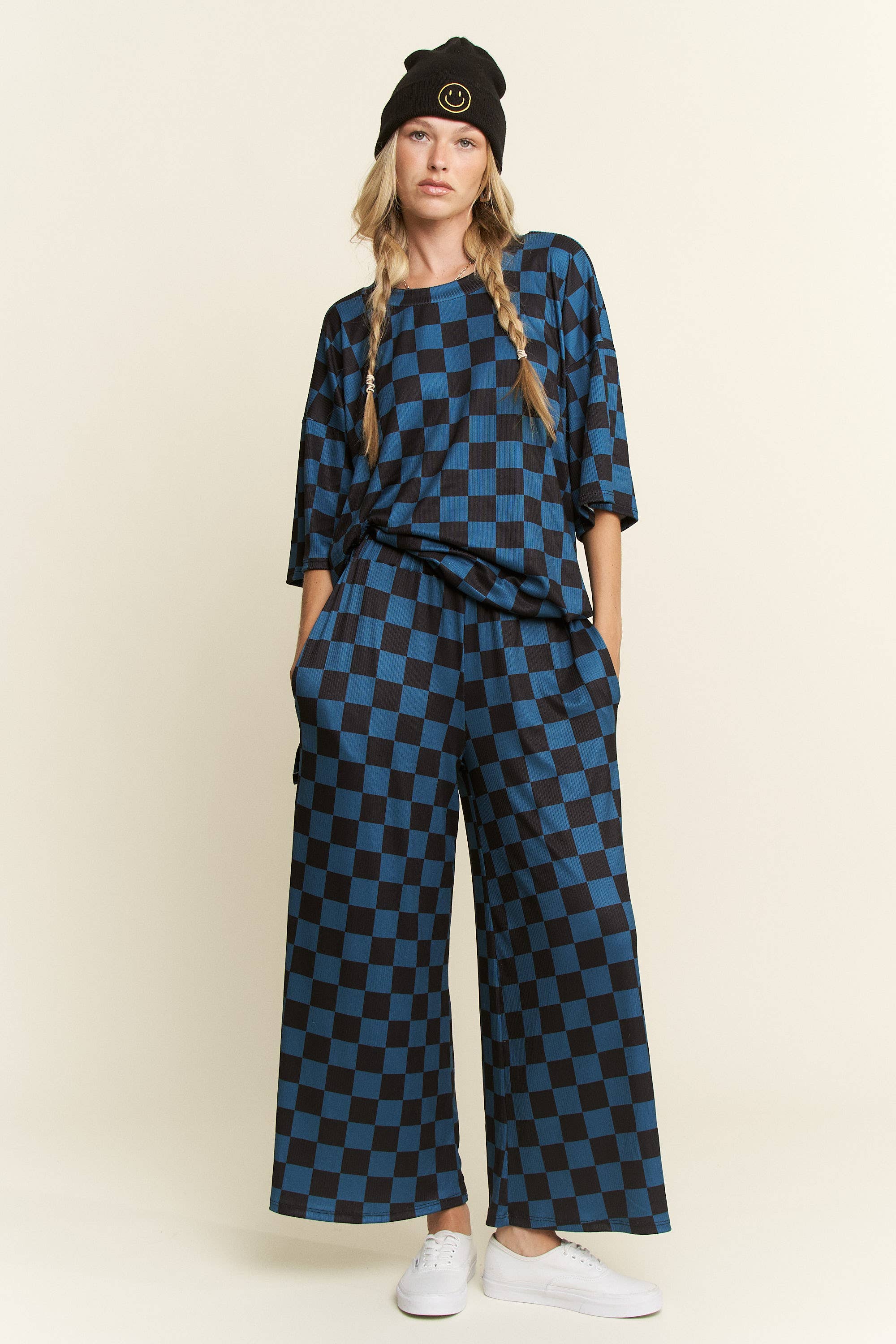 RIBBED CHECKERED PRINT SET