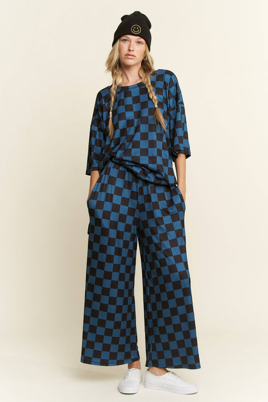 RIBBED CHECKERED PRINT SET