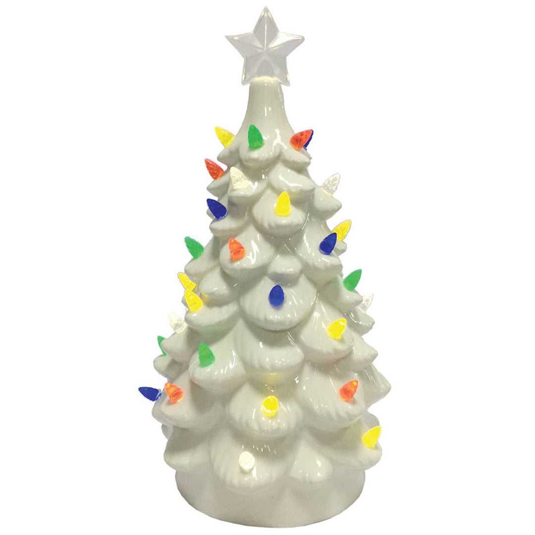 14" LED White Ceramic Tree