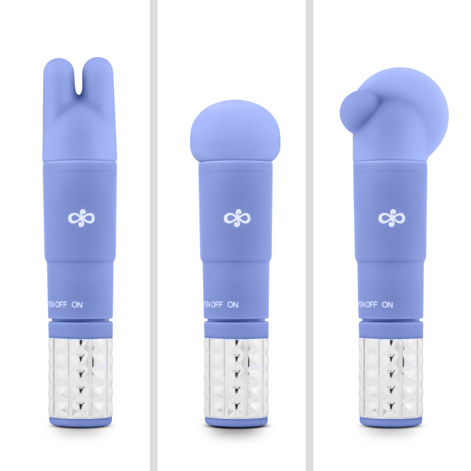 Rose Revitalize - 4" Silicone Mini Vibrator - 3 Attachments: Periwinkle