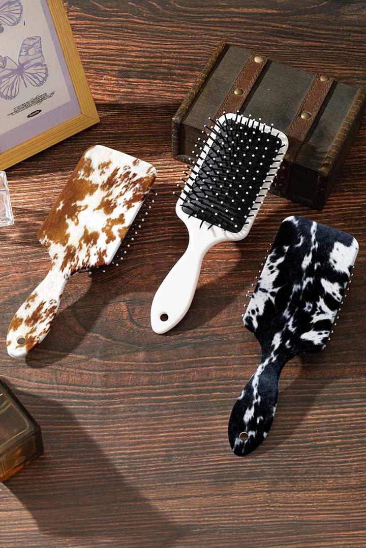 Cow Print Cushion Hairbrush