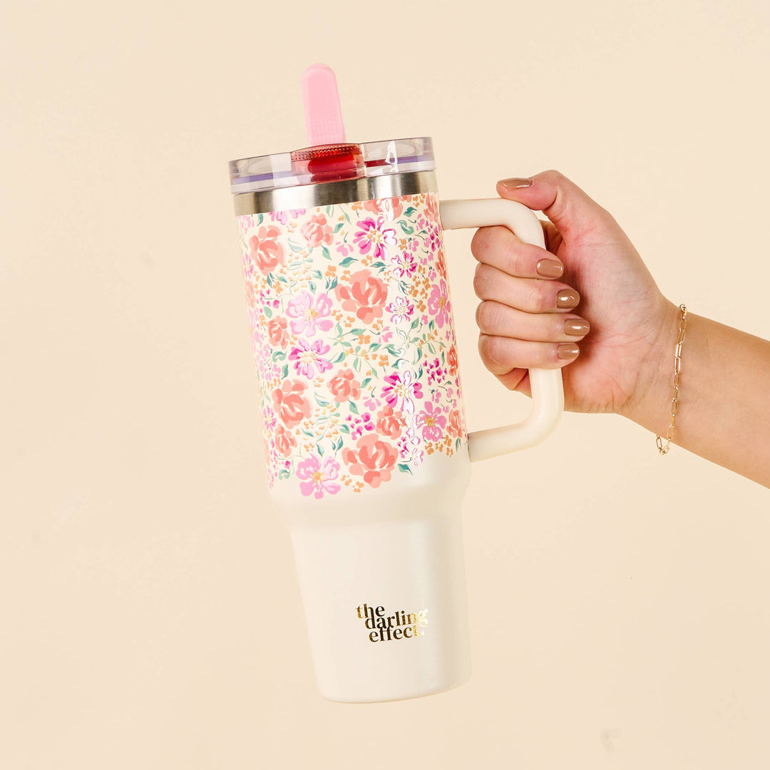 40 oz Flip Straw Tumbler-Secret Garden Pink