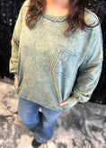 Load image into Gallery viewer, Sage Green Terry Washed Pullover
