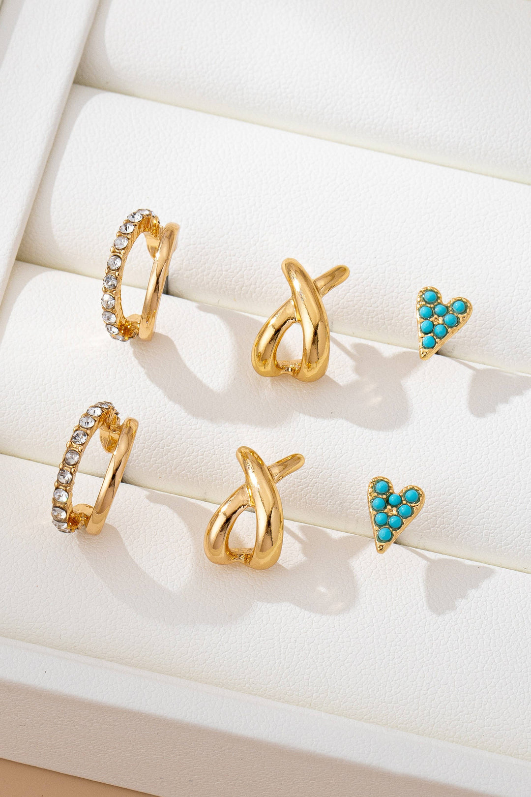 Turquoise & Crystal Earring Set
