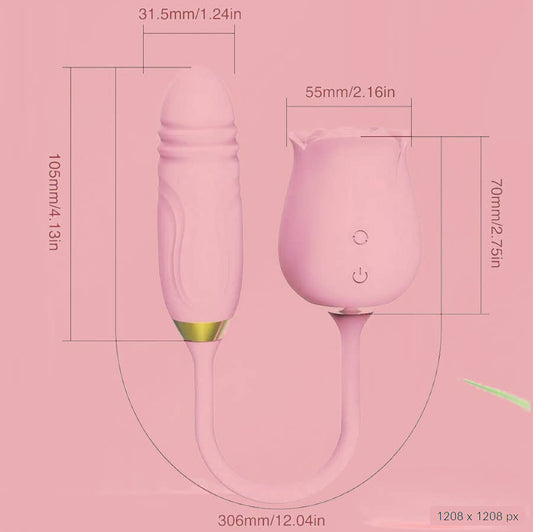 Rose Vibrator with Thrusting Bullet