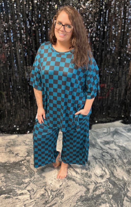 RIBBED CHECKERED PRINT SET