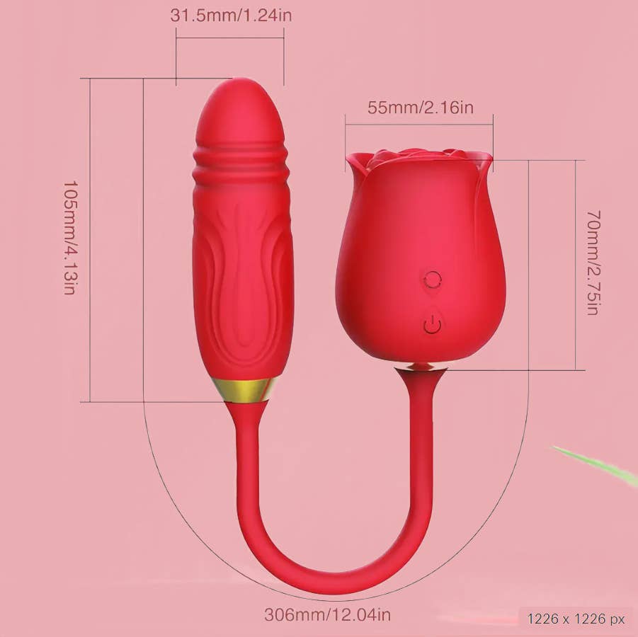 Rose Vibrator with Thrusting Bullet