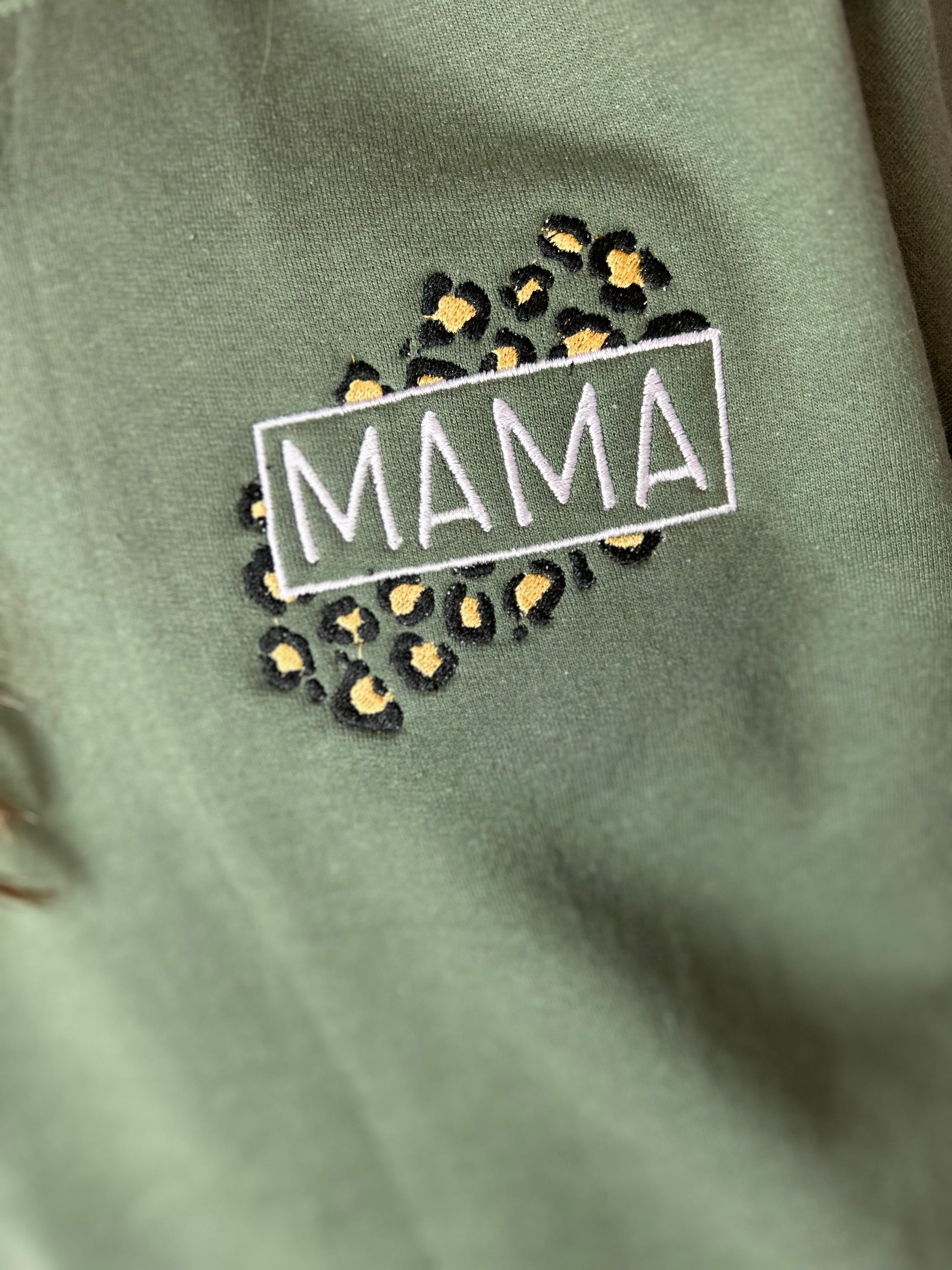 Green Mama Cheetah Embroidered Sweatshirt