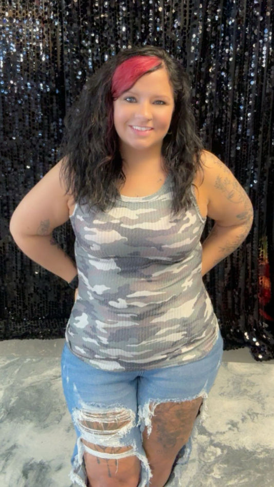 Camouflage Round Neck Tank