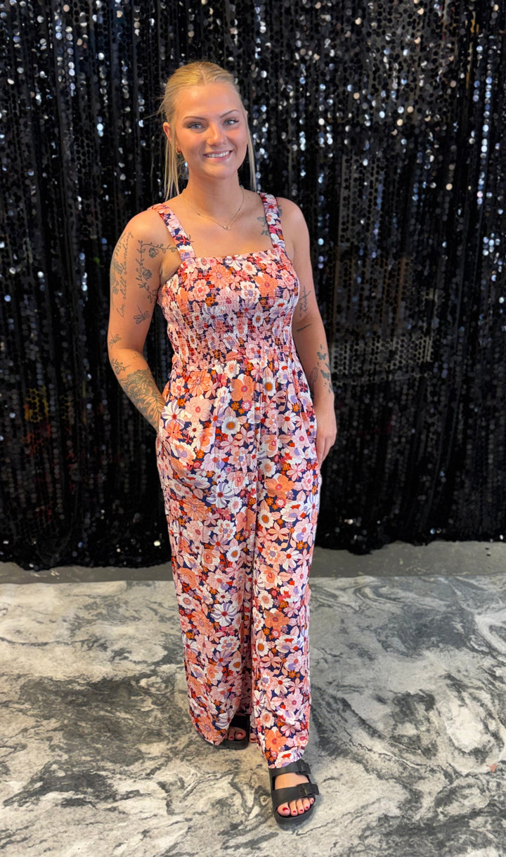 Floral Smocked Jumpsuit