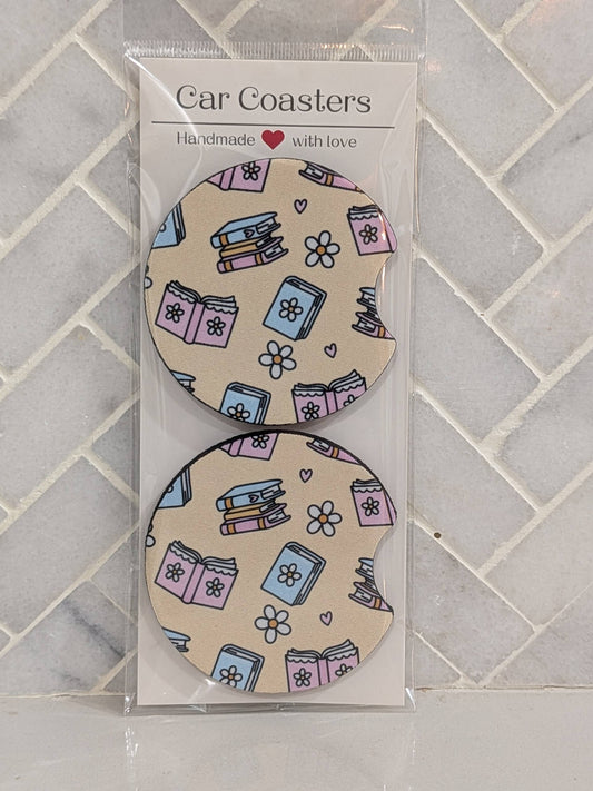 Flower Books Car Coasters