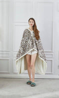 Load image into Gallery viewer, "Safari Leopard" Faux Fur Plush Hooded Throw Blanket
